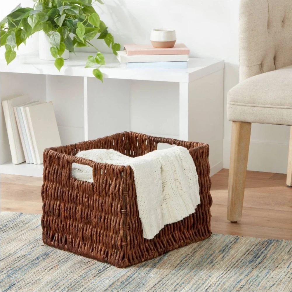 3-Large Woven Banana Bark Crate Brightroom Brown‎ Rectangle Decorative Baskets